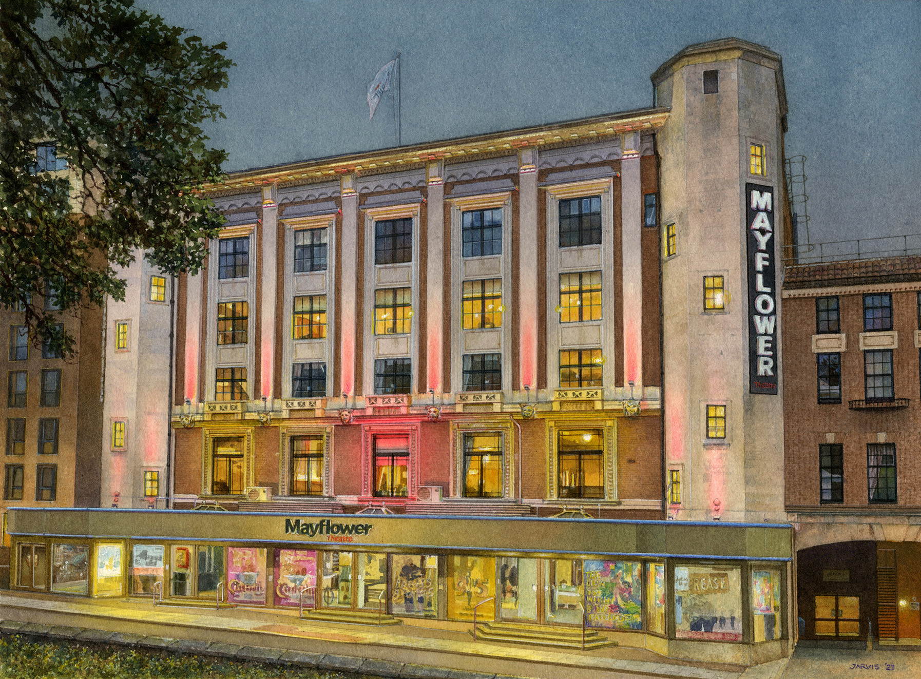 Mayflower Theatre Southampton by Peter Jarvis, architectural illustrator